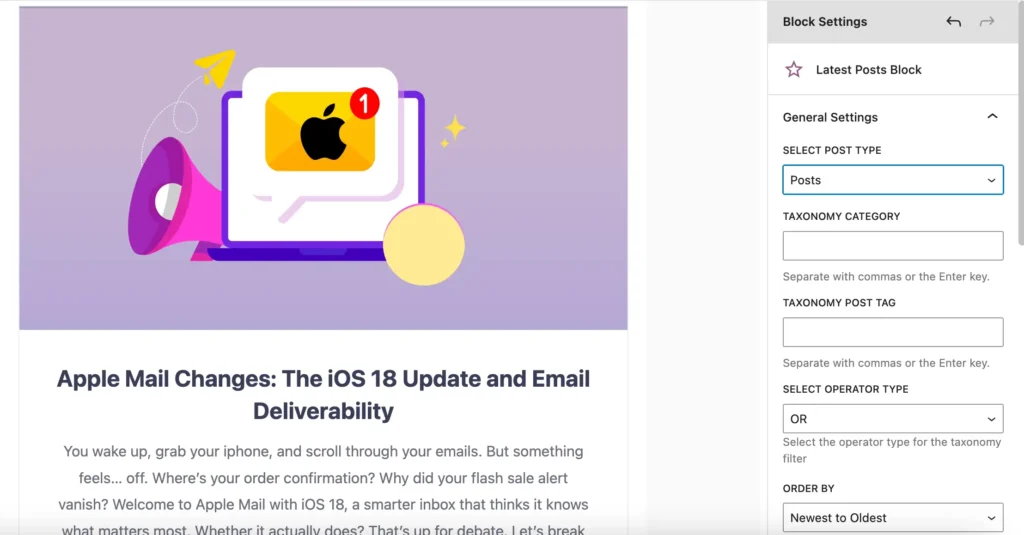 Dynamic Email Content: Latest Post Block